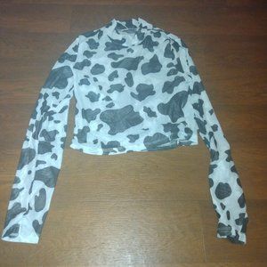 Shear cow print long sleeve shirt